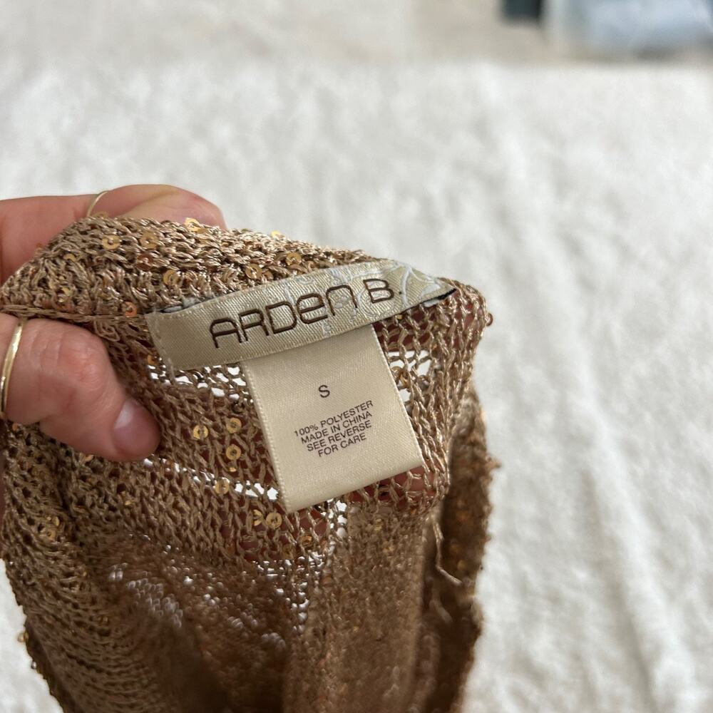 VTG Arden B Gold Sequin 3/4 Sleeve Women’s Sz S Y2K Party Disco Glam Festival - Picture 5 of 5